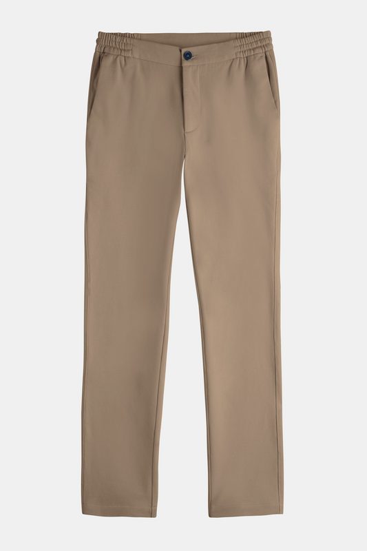 Beige Chino Broek voor Heren Stijlvolle Stretch Stof met Zakken