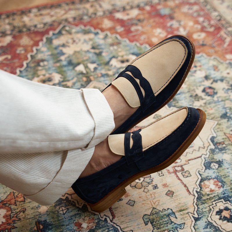 NOBEL Stefano Penny Loafers - Navy Blue - Nobel Wear