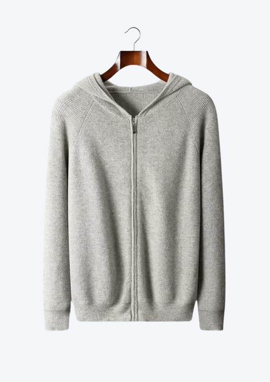 NOBEL Extrafijne Merino Hoodie met Rits - Nobel Wear