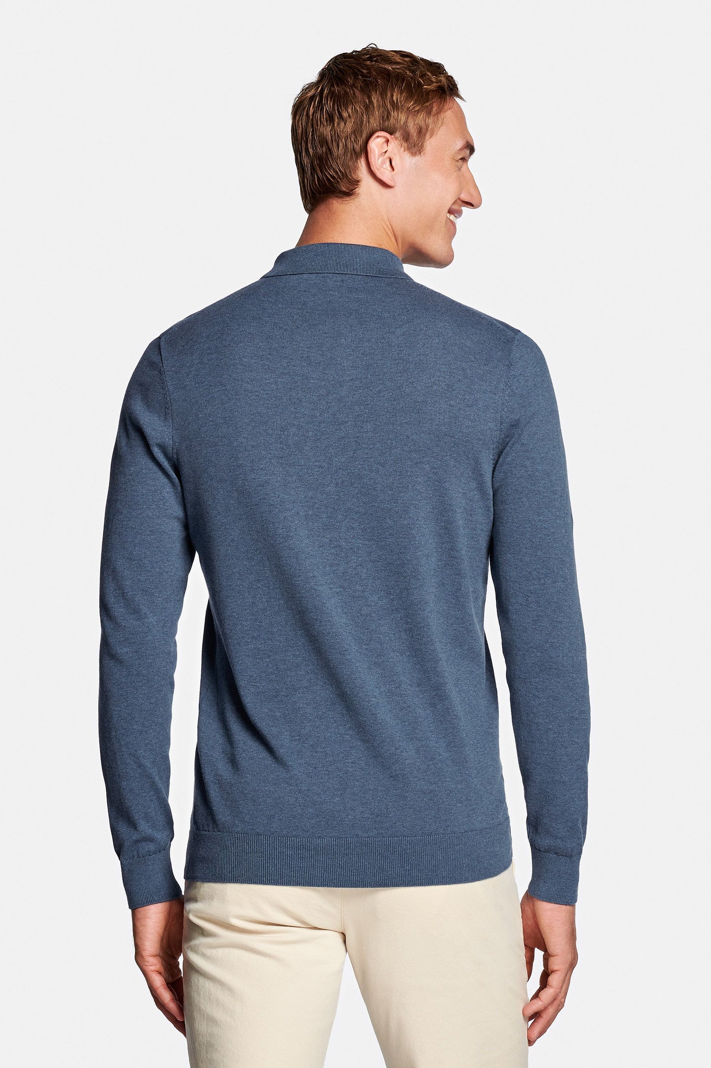 Merino Wol Pullover voor Heren Blauwe Gebreide Trui